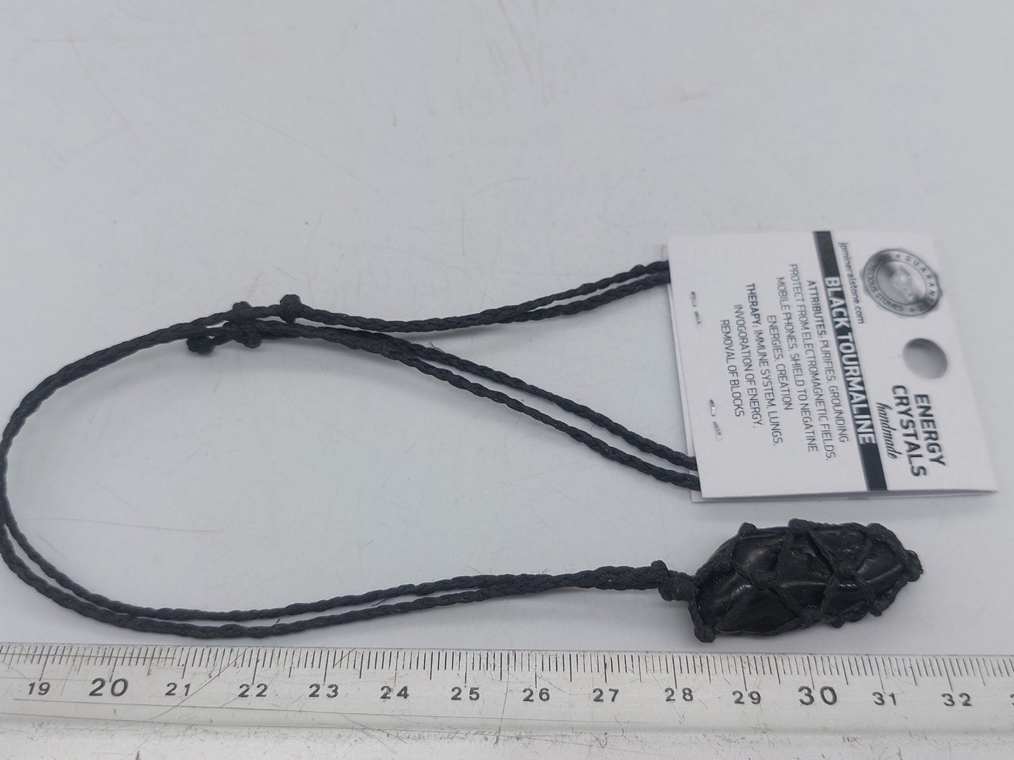 Black Tourmaline Polished Crystal Macrame Necklace Strong Protection