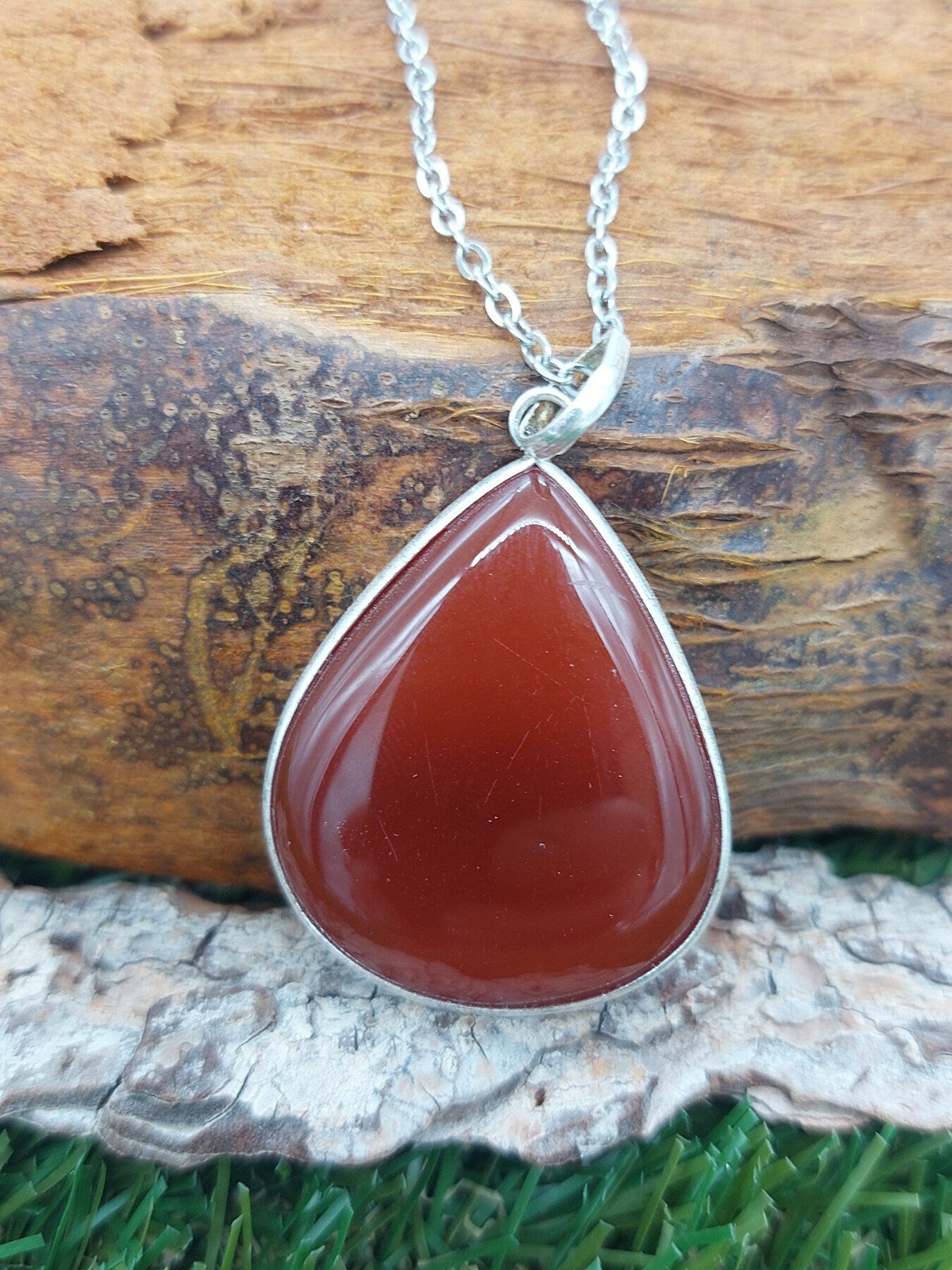 Κρεμαστό ασήμι 925 Carnelian Cut Healing Crystal