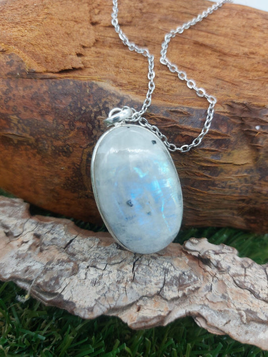 Mondstein Sterling Silber 925 Anhänger Cabochon Schliff Heilkristall