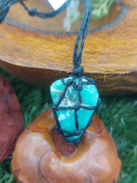 Κολιέ Chrysoprase Polished Crystal Macrame