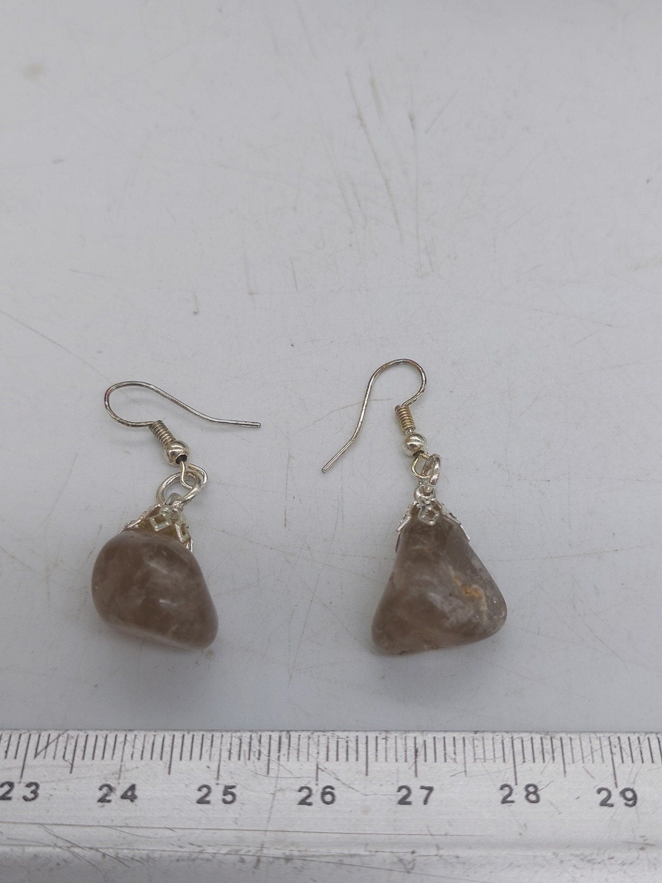 Smoky Quartz Polished Crystal Earrings