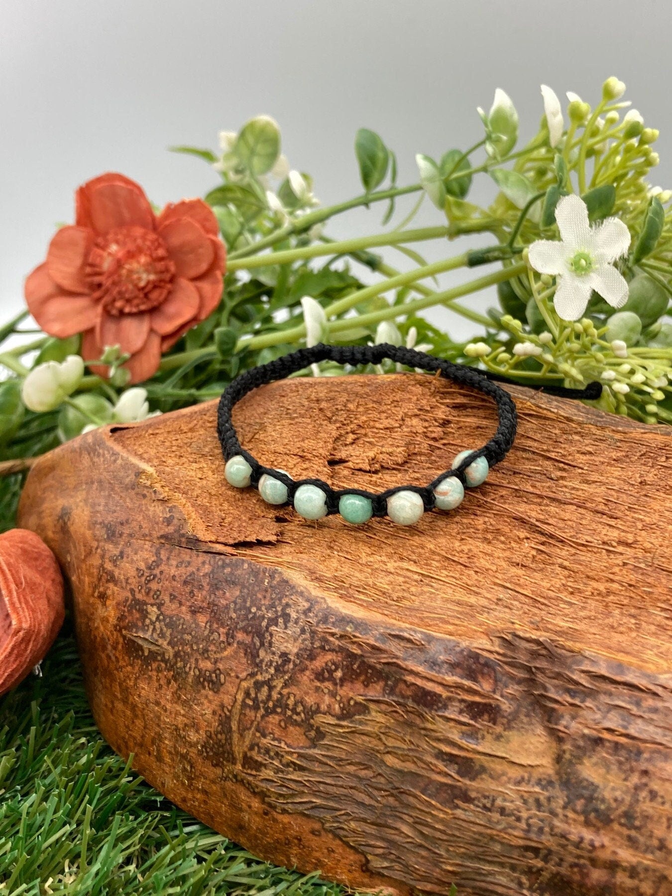 Amazonite Crystal Beads Macrame Bracelet