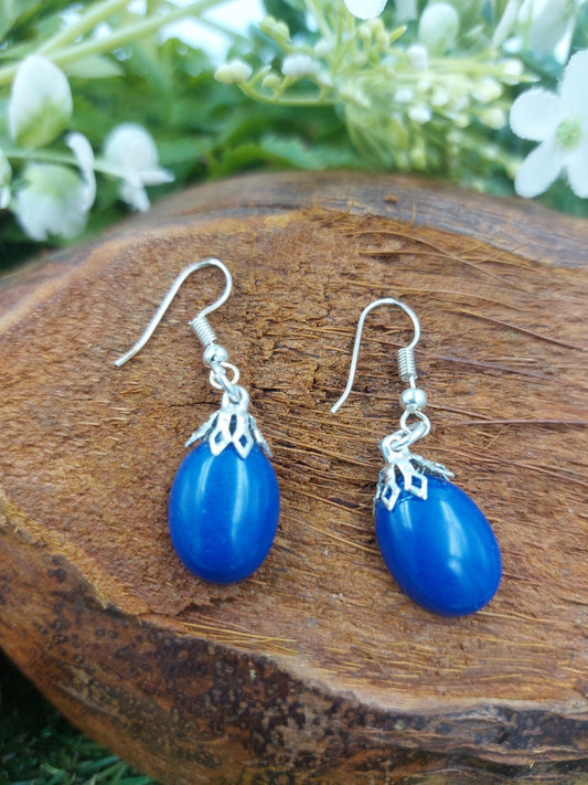 Lapislazuli Cabochon Kristall Ohrringe handgefertigt