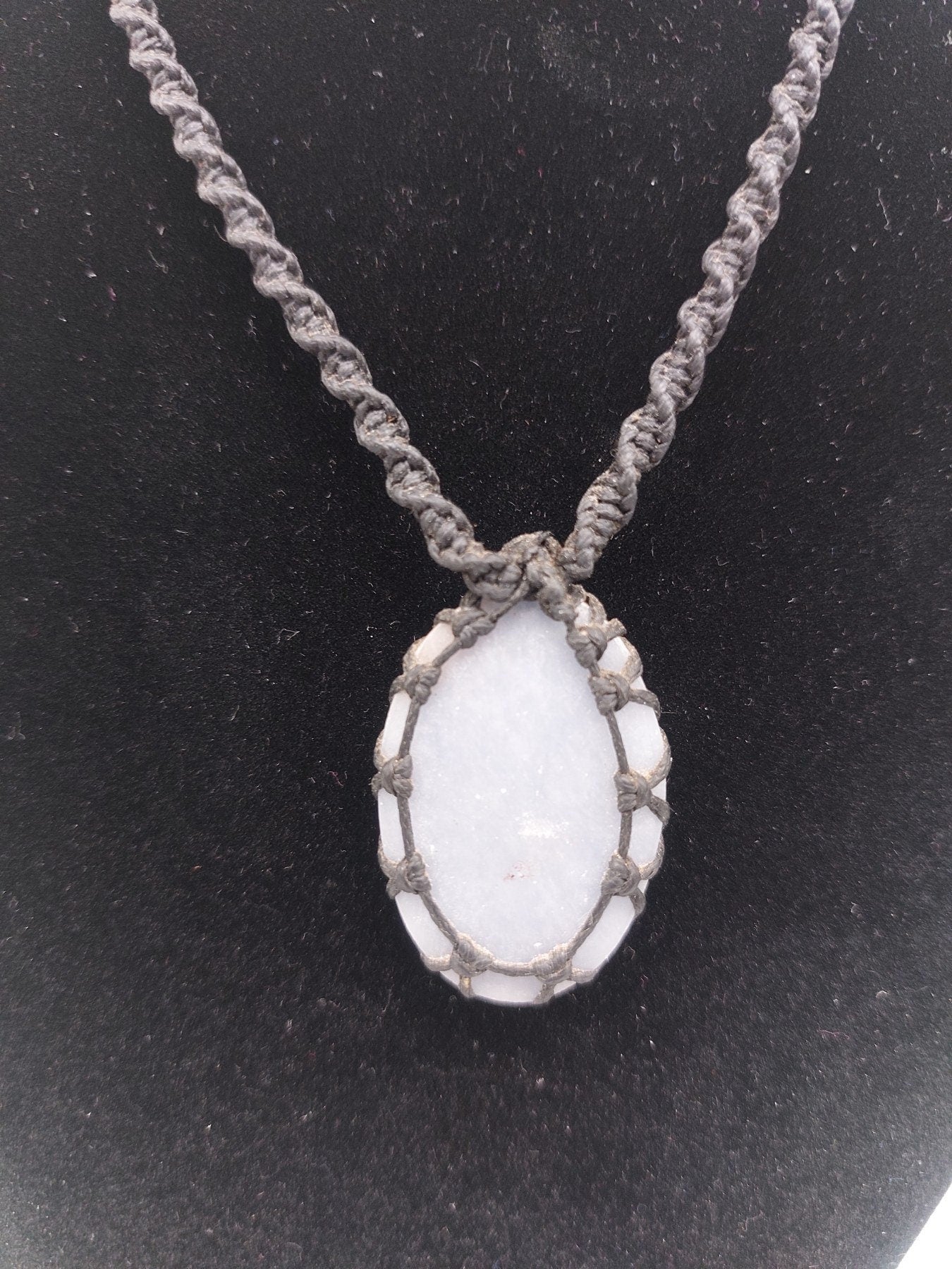 Angelite Crystal Macrame Necklace