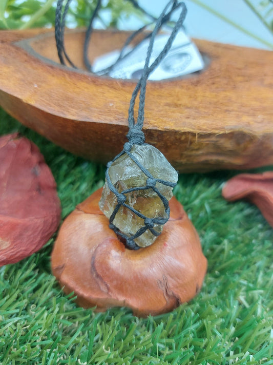 Κολιέ Smoky Quartz Rough Crystal Macrame
