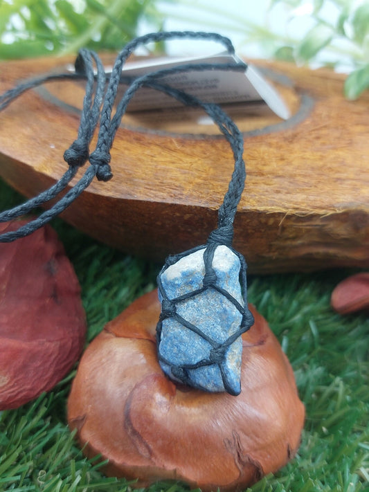 Angelite Rough Crystal Macrame Necklace