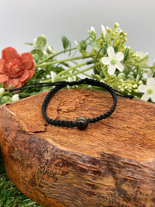 Golden Sheer Obsidian Kristall Perlenarmband handgefertigt