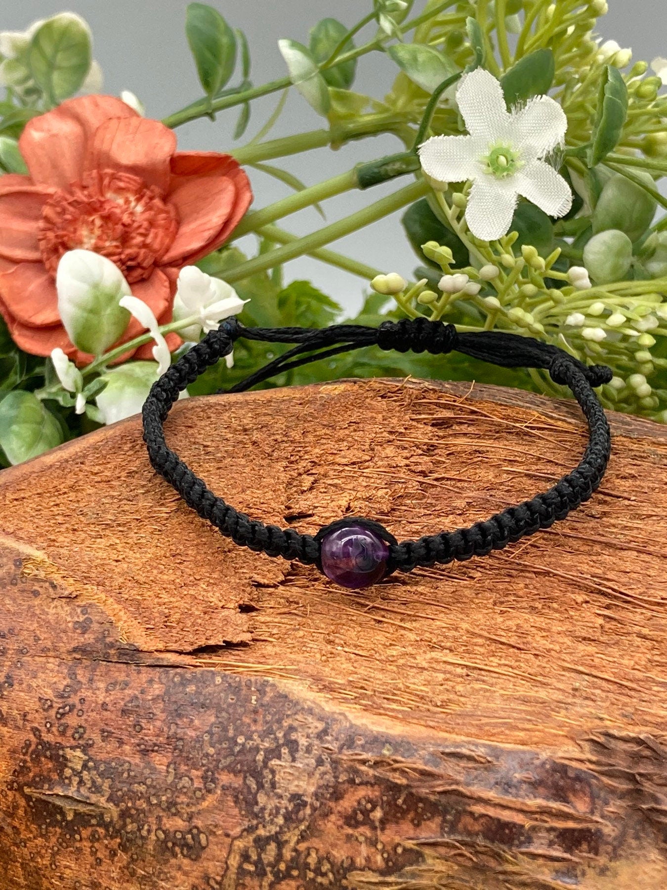 Amethyst Kristall Perlen Armband Handarbeit