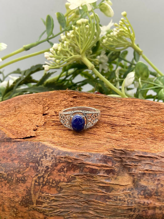 Lapislazuli Kristall Sterling Silber 925 Cabochon Schliff Ring Top Qualität Handarbeit