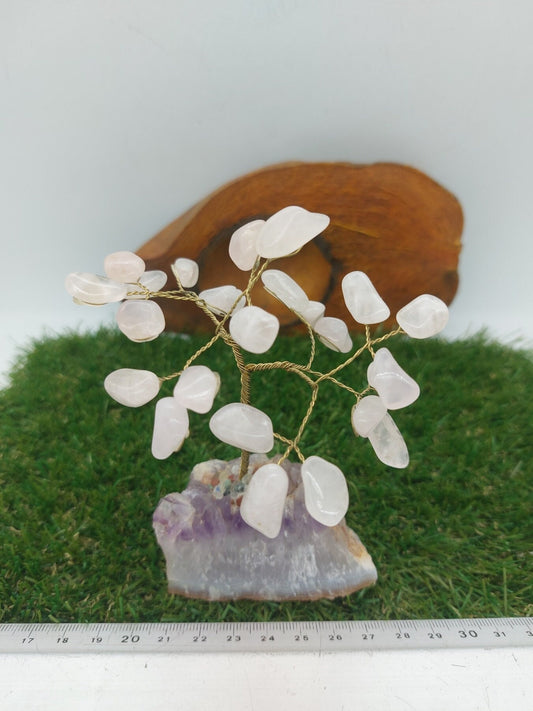 Rose Quartz Crystal Tree of Life με βάση αμέθυστου - Διακόσμηση σπιτιού