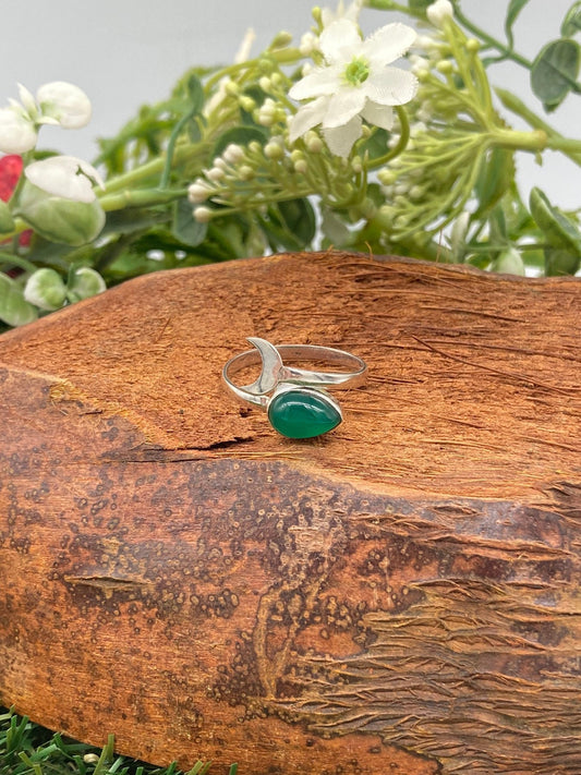 Grüner Aventurin Kristall Sterling Silber 925 Ring Top Qualität handgefertigt