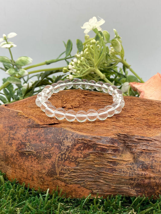 Clear Quartz Natural Crystal 8MM Βραχιόλια, Βραχιόλι καρπού, Strechy βραχιόλι, Βραχιόλι με χάντρες, Χειροποίητο Δώρο, Κρυστάλλινο Βραχιόλι